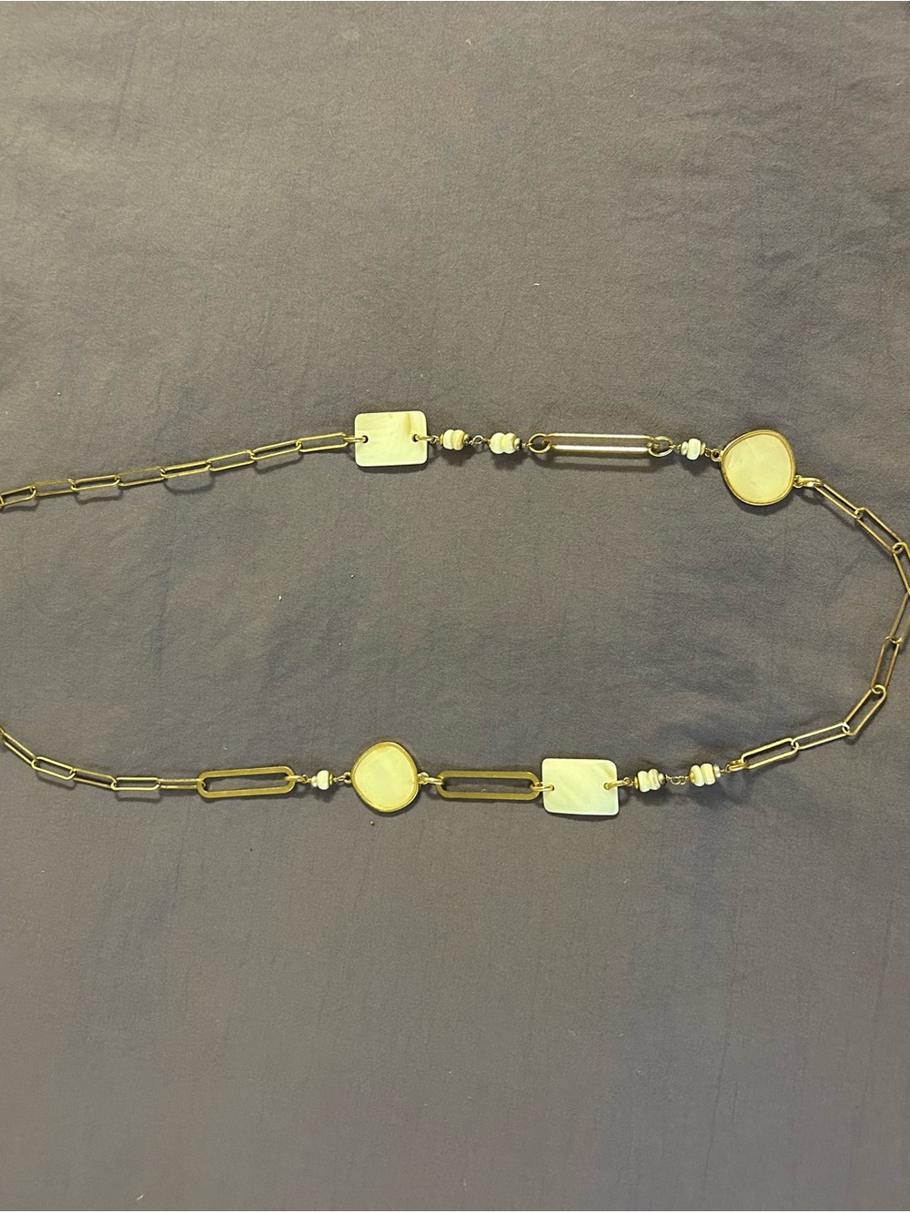 J. Jill Gold-Tone Link Necklace with Cream Inlay Discs